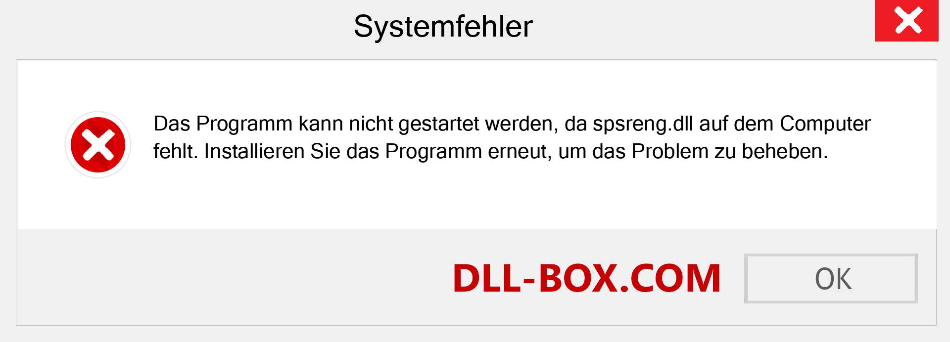 spsreng.dll-Datei fehlt?. Download für Windows 7, 8, 10 - Fix spsreng dll Missing Error unter Windows, Fotos, Bildern